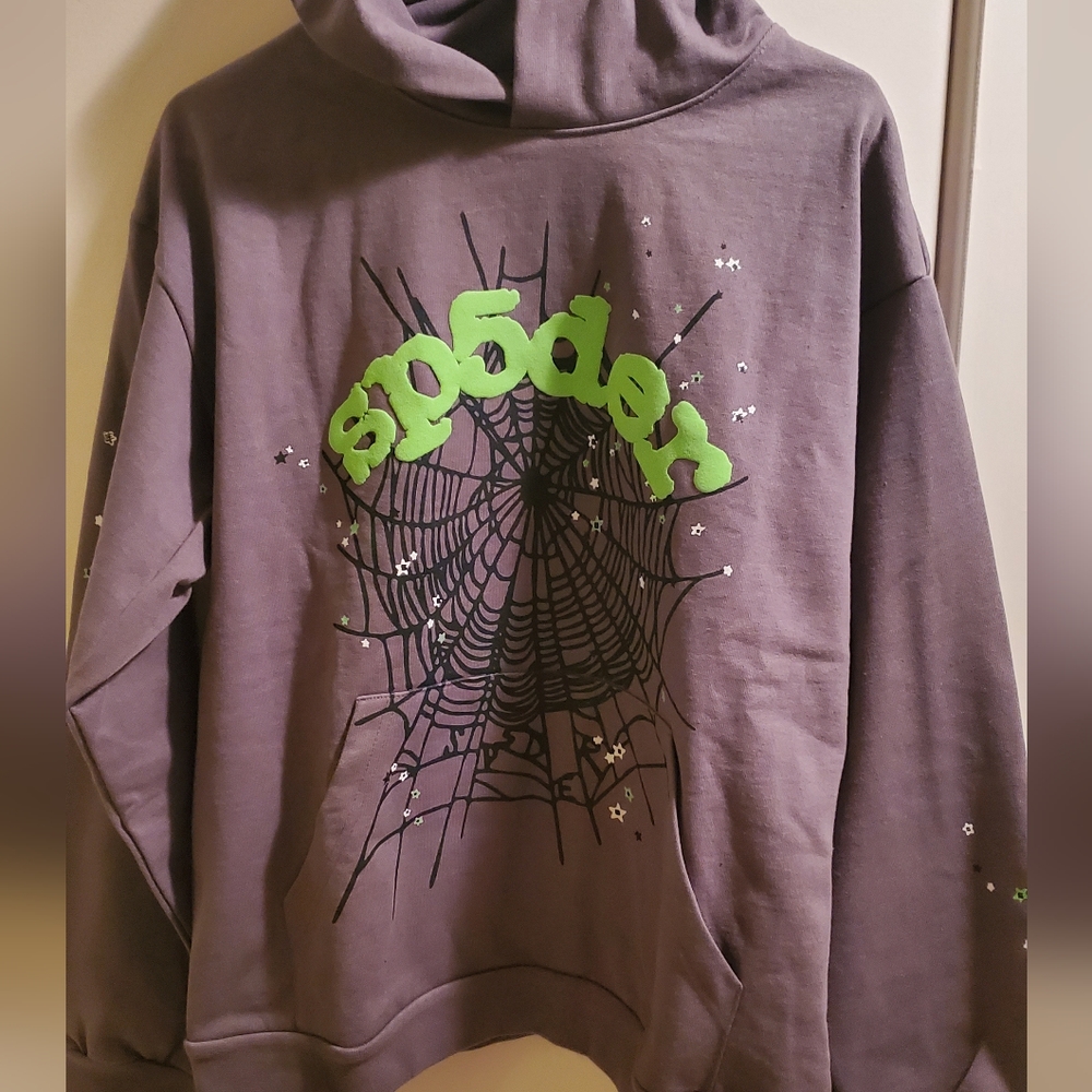 Young thug Sp5der hoodie gray/Green size large